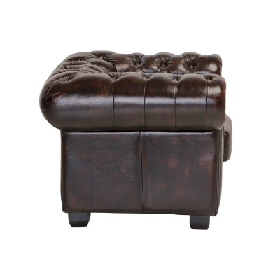 Křeslo Chesterfield z pravé kůže hnědé barvy