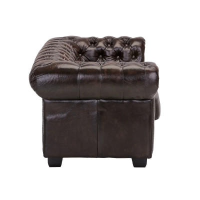 Dvoumístná pohovka Chesterfield z pravé hnědé kůže