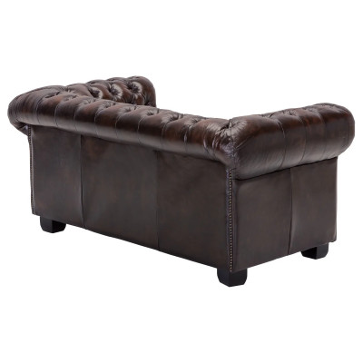 Dvoumístná pohovka Chesterfield z pravé hnědé kůže