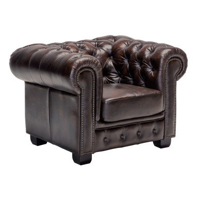 Hnědá pohovka Chesterfield
