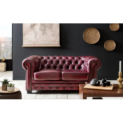 Sada 1+2+3 Chesterfield antická červená