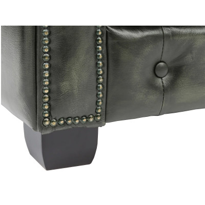 Dvoumístná pohovka Chesterfield z pravé kůže v zelené barvě