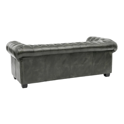 Třímístná pohovka Chesterfield z pravé kůže, zelená