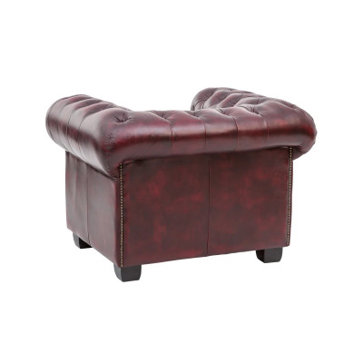 Křeslo Chesterfield z pravé kůže, červené