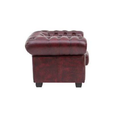 Křeslo Chesterfield z pravé kůže, červené
