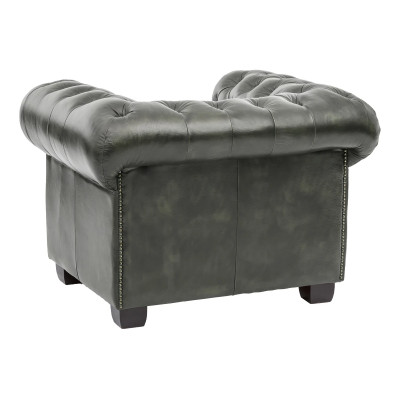 Křeslo Chesterfield z pravé kůže zelené