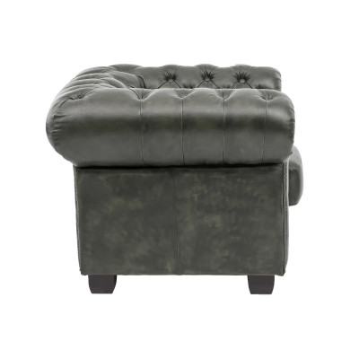 Křeslo Chesterfield z pravé kůže zelené