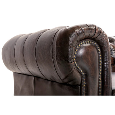 Ecksofa Chesterfield Echtleder I braun