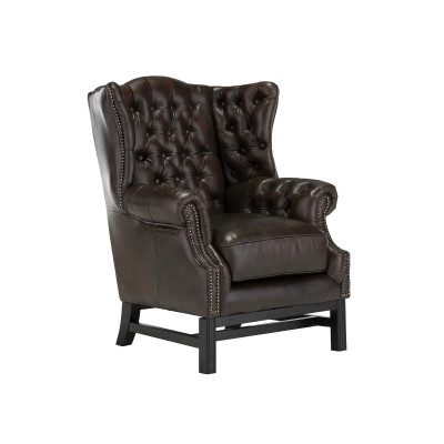 Ohrensessel Chesterfield Kingsfield Echtleder braun