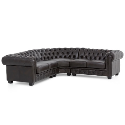Ecksofa Chesterfield Echtleder braun