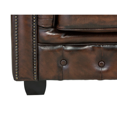 Ecksofa Chesterfield Echtleder braun