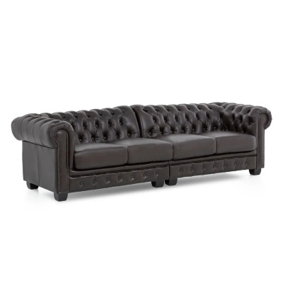 Sofa Chesterfield 4-Sitzer Echtleder braun