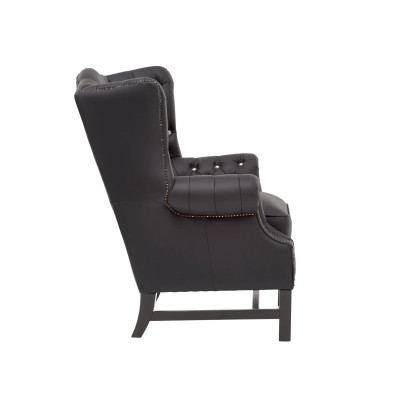Křeslo s ušákem Chesterfield Kingsfield černé