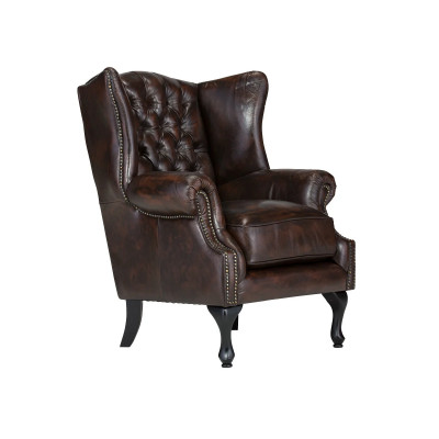 Ohrensessel Chesterfield Pittsfield Echtleder braun