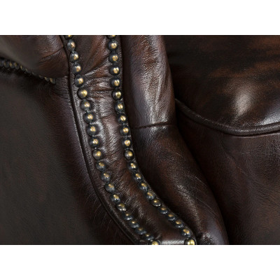 Křeslo s ušákem Chesterfield Pittsfield z pravé kůže hnědé barvy