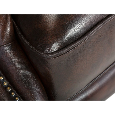 Křeslo s ušákem Chesterfield Pittsfield z pravé kůže hnědé barvy