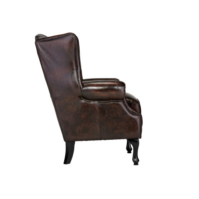 Ohrensessel Chesterfield Pittsfield Echtleder braun
