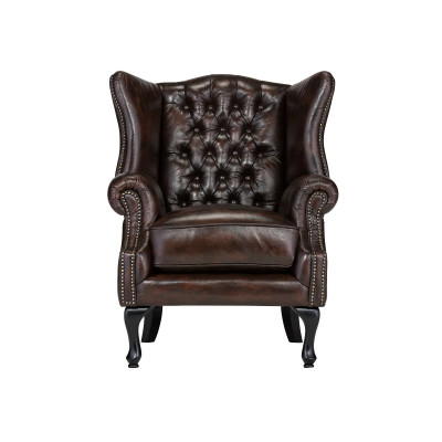 Ohrensessel Chesterfield Pittsfield Echtleder braun