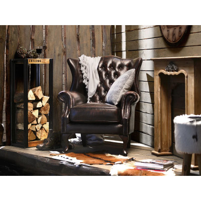 Ohrensessel Chesterfield Pittsfield Echtleder braun