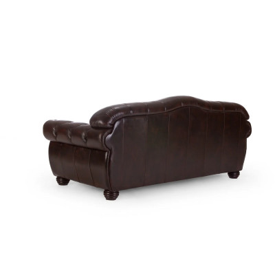 Třímístná pohovka Chesterfield Hereford z pravé hnědé kůže