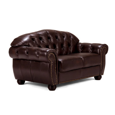 Sofa Chesterfield Hereford 2-Sitzer Echtleder braun
