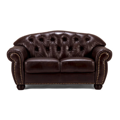 Dvoumístná pohovka Chesterfield Hereford z pravé hnědé kůže
