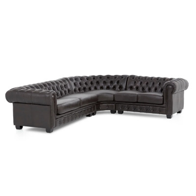 Ecksofa Chesterfield Echtleder II braun