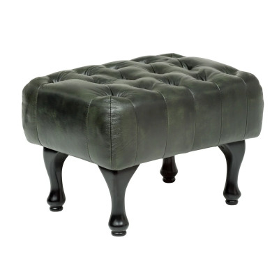 Hocker Chesterfield Pittsfield Echtleder grün