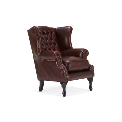Ohrensessel Chesterfield Pittsfield Echtleder rot