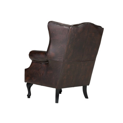 Křeslo s ušákem Chesterfield Pittsfield z pravé kůže, červené