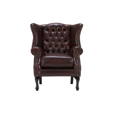 Ohrensessel Chesterfield Pittsfield Echtleder rot