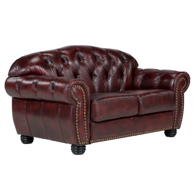 Sofa Chesterfield Hereford 2-Sitzer Echtleder rot