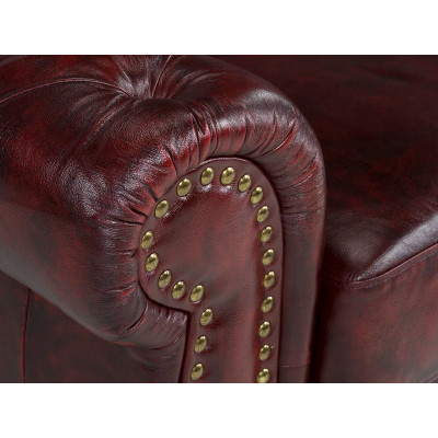 Dvoumístná pohovka Chesterfield Hereford z červené pravé kůže