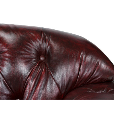 Dvoumístná pohovka Chesterfield Hereford z červené pravé kůže