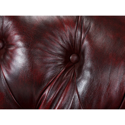 Dvoumístná pohovka Chesterfield Hereford z červené pravé kůže
