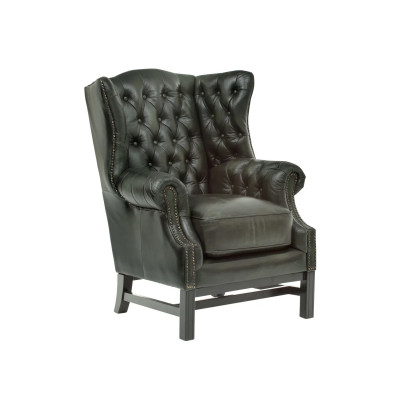 Ohrensessel Chesterfield Kingsfield Echtleder grün