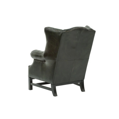 Křeslo s ušákem Chesterfield Kingsfield z pravé kůže zelené
