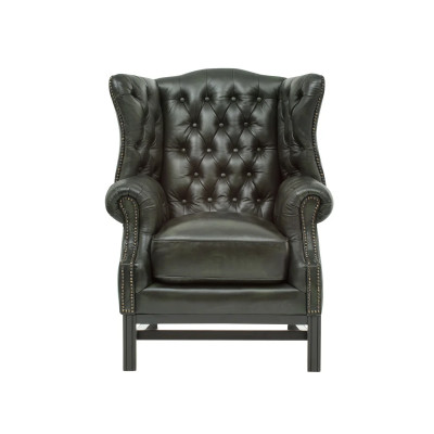 Ohrensessel Chesterfield Kingsfield Echtleder grün