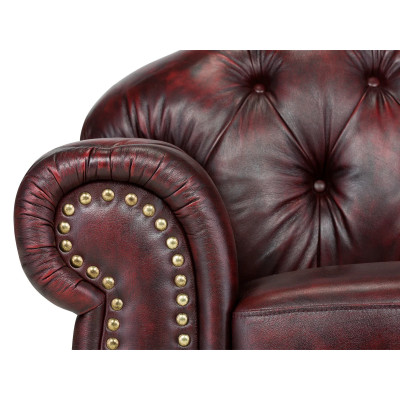 Křeslo Chesterfield Hereford, pravá kůže, červená
