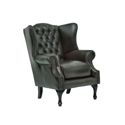 Ohrensessel Chesterfield Pittsfield Echtleder grün