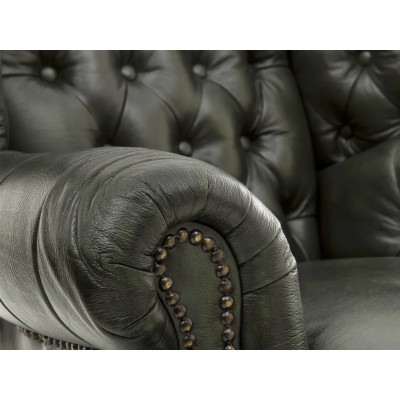 Ohrensessel Chesterfield Pittsfield Echtleder grün