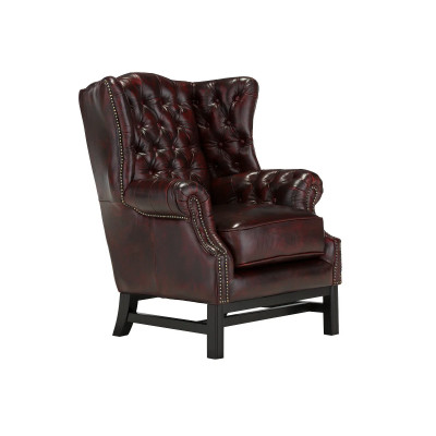 Ohrensessel Chesterfield Kingsfield Echtleder rot