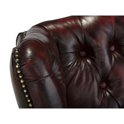 Křeslo s ušákem Chesterfield Kingsfield pravá kůže červená