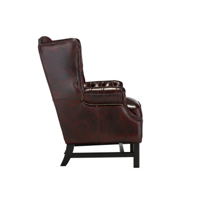 Ohrensessel Chesterfield Kingsfield Echtleder rot