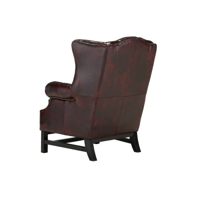 Křeslo s ušákem Chesterfield Kingsfield pravá kůže červená