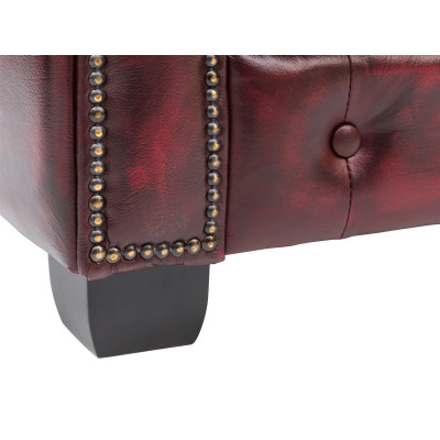 Rohová pohovka Chesterfield z pravé kůže, červená