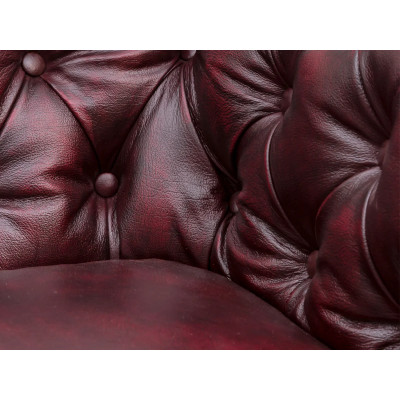 Rohová pohovka Chesterfield z pravé kůže II červená