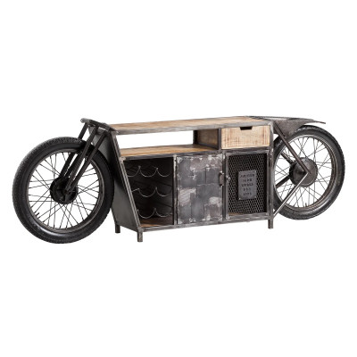 TV-Sideboard Harlow Bike Motorrad Konsole Hausbar mit Flaschenregal
