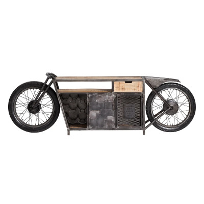 TV příborník Harlow Bike Motorcycle Console Home bar se stojánkem na lahve